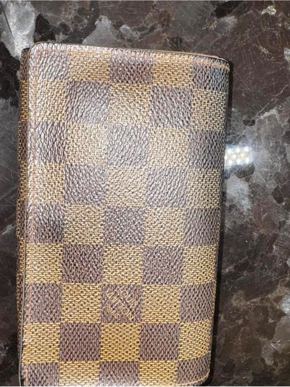 Louis Vuitton Brown Damier Ebene Checkered Wallet